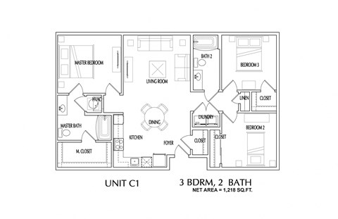 3 bedroom  2D Floorplan-Oleanders at Broadway